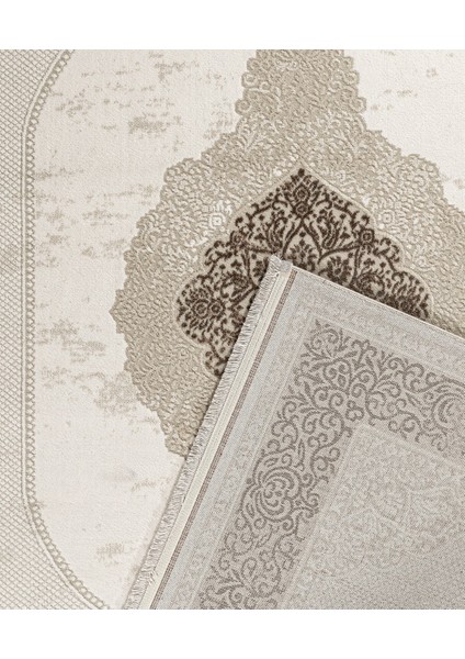 Yasmina Klasik Krem Akrilik Dikdörtgen Modern Desenli Akrilik Hav Vermeyen Leke Tutmayan Kolay Temizlenen Yumuşak Makine Salon Yolluk Mutfak Halı modelleri