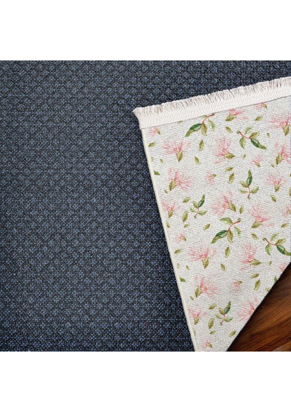 Çiçekli Pembe Pamuk Kare Modern Desenli Pamuk Makinada Yıkanabilir Hav Toz Vermez Leke Tutmayan Kaymaz Taban Dijital Makine Baskı Salon Yolluk Mutfak Halı indirimleri