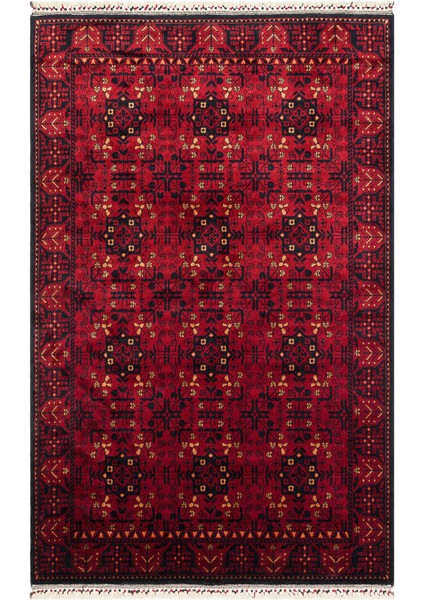 Boheimkirchen Klasik Kırmızı Modern Desenli Akrilik Hav Vermeyen Leke Tutmayan Kolay Temizlenen Yumuşak El Dokuma Salon Yolluk Halı