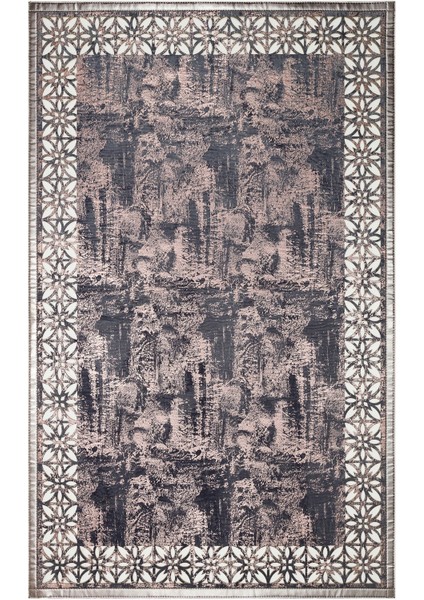 Saalfelden Mavi Modern Etnik Desenli Deri Halı