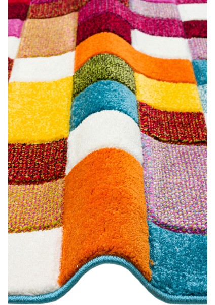 Mavi Geometrik Etnik Modern Desenli Poliproplen Hav Vermeyen Leke Tutmayan Kolay Temizlenen Yumuşak Makine Salon Yolluk Mutfak Halı modelleri