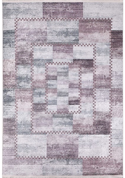 Nankin Mor Patchwork Etnik Modern Desenli Makinada Yıkanabilir Hav Toz Vermez Leke Tutmayan Kaymaz Taban Dijital Makine Baskı Salon Yolluk Mutfak Halı