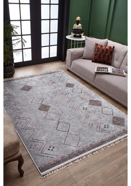 Mckinney Bej Geometrik Etnik Modern Desenli Poliproplen Jüt Halı