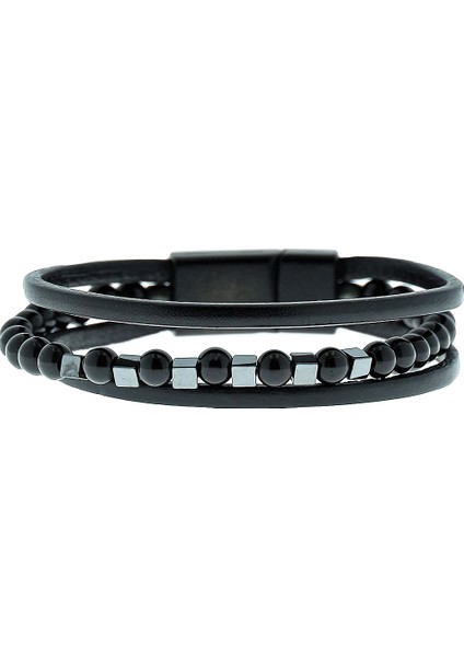 3'lü Deri Boncuk Bileklik