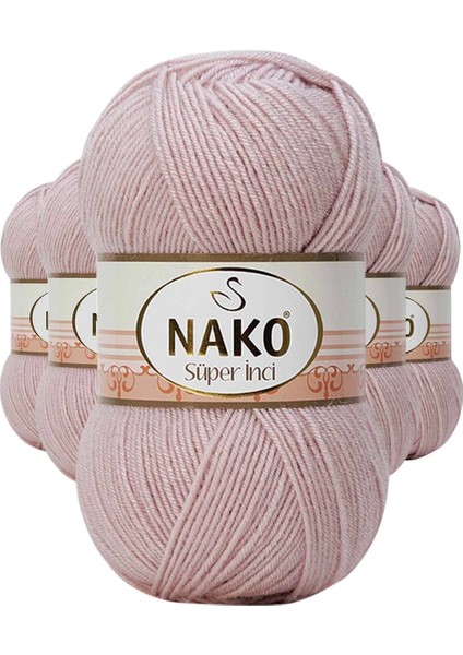 5 Adet Süper Inci El Örgü Ipi 100 gr Gül Goncası 318