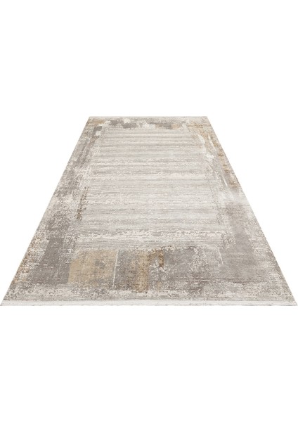 Tapajós Modern Bej Polyester Dikdörtgen Modern Desenli Akrilik Hav Vermeyen Leke Tutmayan Kolay Temizlenen Yumuşak Makine Salon Yolluk Mutfak Halı