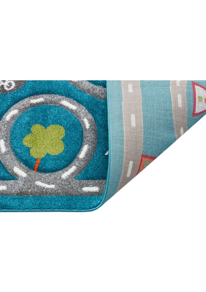 Lauterach Mavi Figürlü Etnik Modern Desenli Poliproplen Hav Vermeyen Leke Tutmayan Kolay Temizlenen Yumuşak Makine Salon Yolluk Mutfak Halı fırsatları