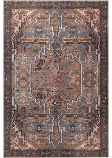 Aberdeen Klasik Turuncu Polyester Daire Modern Desenli Pamuk Makinada Yıkanabilir Hav Toz Vermez Leke Tutmayan Kaymaz Taban Dijital Makine Baskı Salon Yolluk Mutfak Halı