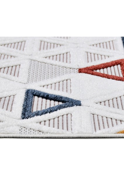 Keyson Krem Geometrik Etnik Modern Desenli Hav Vermeyen Leke Tutmayan Kolay Temizlenen Yumuşak Makine Salon Yolluk Mutfak Halı fırsatları