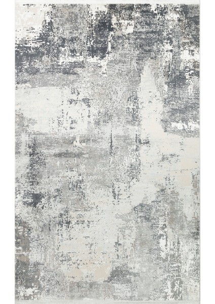 Tanvi Gri Modern Etnik Desenli Akrilik Hav Vermeyen Leke Tutmayan Kolay Temizlenen Yumuşak Makine Salon Yolluk Mutfak Halı