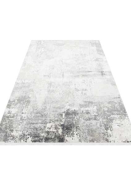 Tanvi Gri Modern Etnik Desenli Akrilik Hav Vermeyen Leke Tutmayan Kolay Temizlenen Yumuşak Makine Salon Yolluk Mutfak Halı