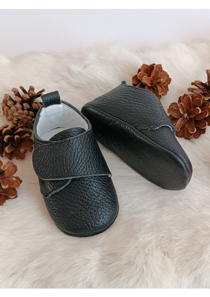 Siyah Hakiki Deri Cırt Cırtlı Bebek Ayakkabı fırsatları