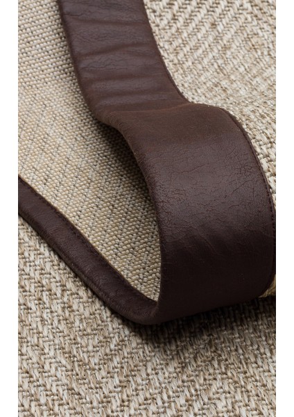 Kahverengi Çerçeveli Etnik Modern Desenli Poliproplen Hav Vermeyen Leke Tutmayan Kolay Temizlenen Yumuşak Makine Salon Yolluk Mutfak Halı