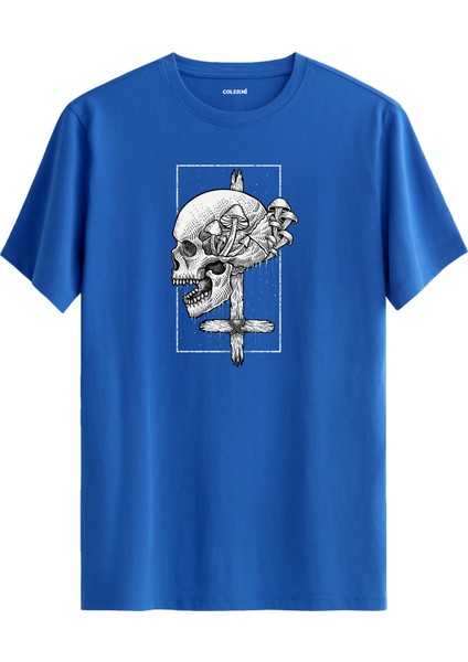 Kurukafa ve Mantar Tasarımlı Gotik Sanat Çizimli Sokak Stili Tişört