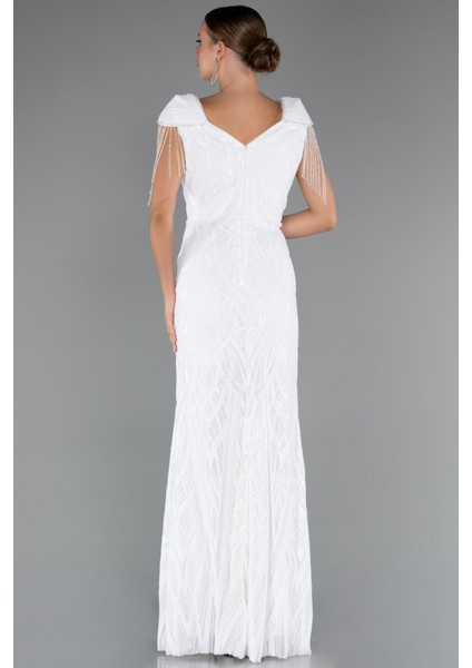 Kısa Kol V Yaka Uzun Pul Payet Büyük Beden Abiye ABU4821 fiyatları