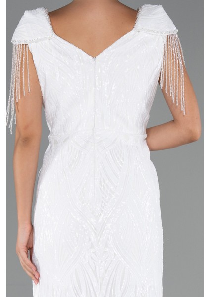 Kısa Kol V Yaka Uzun Pul Payet Büyük Beden Abiye ABU4821 fırsatları