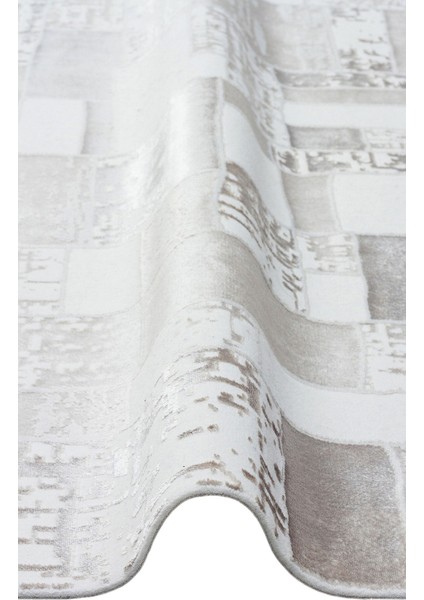 El Cajon Krem Geometrik Etnik Modern Desenli Hav Vermeyen Leke Tutmayan Kolay Temizlenen Yumuşak Makine Salon Yolluk Mutfak Halı modelleri