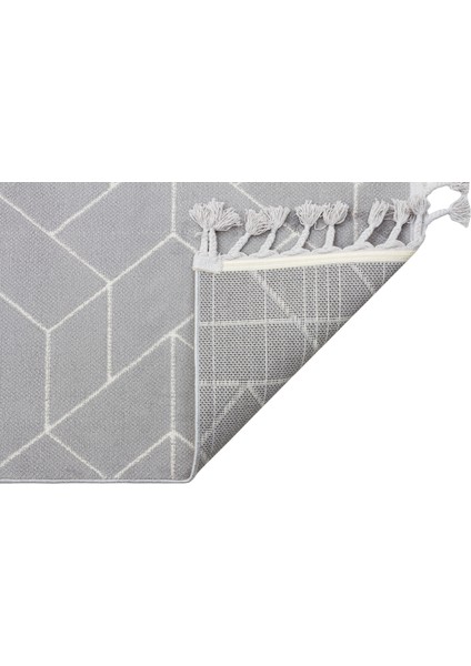 Safi Gri Geometrik Etnik Modern Desenli Mikro Hav Vermeyen Leke Tutmayan Kolay Temizlenen Yumuşak Makine Salon Yolluk Mutfak Halı fırsatları