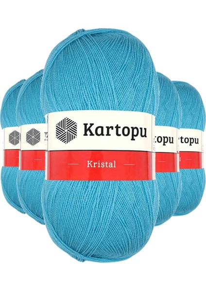 5 Adet Kristal Çift Katlı El Örgü Lif Ipi Turkuaz K515