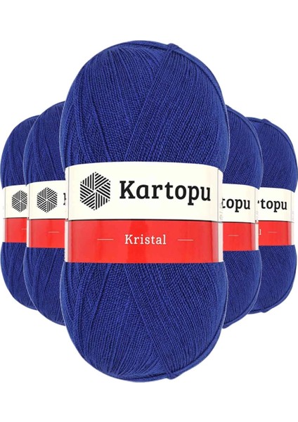 5 Adet Kristal Çift Katlı El Örgü Lif Ipi Lacivert K627