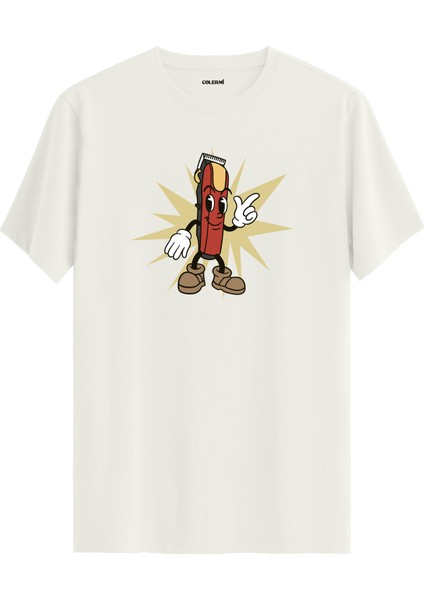 Berberlere Özel Retro Saç Tıraş Makinesi Karakter %100 Pamuk Premium Kumaş Tişört