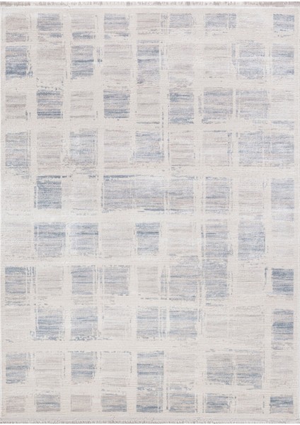 Zoya Geometrik Mavi Viskon Dikdörtgen Modern Desenli Akrilik Hav Vermeyen Leke Tutmayan Kolay Temizlenen Yumuşak Makine Salon Yolluk Mutfak Halı