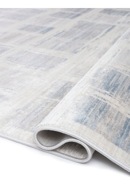 Zoya Geometrik Mavi Viskon Dikdörtgen Modern Desenli Akrilik Hav Vermeyen Leke Tutmayan Kolay Temizlenen Yumuşak Makine Salon Yolluk Mutfak Halı modelleri