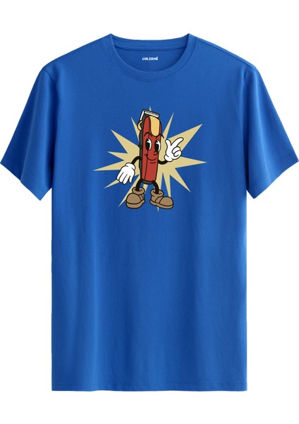 Berberlere Özel Retro Saç Tıraş Makinesi Karakter %100 Pamuk Premium Kumaş Tişört