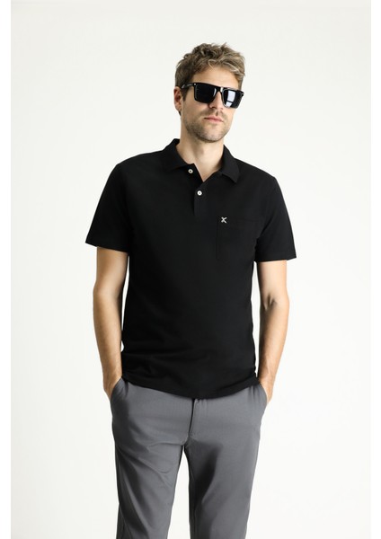 Cepli Polo Yaka Regular Fit Nakışlı Pamuk Tişört