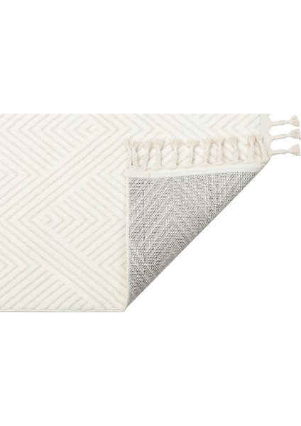 Parma Beyaz Geometrik Etnik Modern Desenli Mikro Hav Vermeyen Leke Tutmayan Kolay Temizlenen Yumuşak Makine Salon Yolluk Mutfak Halı fırsatları