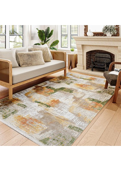 Modern Turuncu Pamuk Dikdörtgen Modern Desenli Pamuk Makinada Yıkanabilir Hav Toz Vermez Leke Tutmayan Kaymaz Taban Dijital Makine Baskı Salon Yolluk Mutfak Halı fiyatları