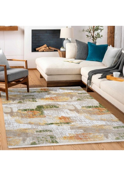 Modern Turuncu Pamuk Dikdörtgen Modern Desenli Pamuk Makinada Yıkanabilir Hav Toz Vermez Leke Tutmayan Kaymaz Taban Dijital Makine Baskı Salon Yolluk Mutfak Halı fırsatları