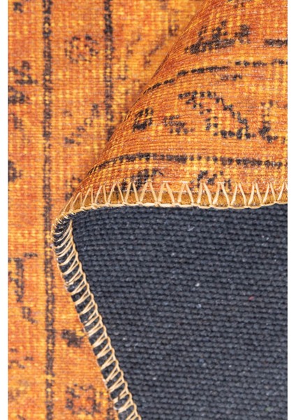 Chelmsford Klasik Turuncu Polyester Dikdörtgen Modern Desenli Pamuk Makinada Yıkanabilir Hav Toz Vermez Leke Tutmayan Kaymaz Taban Dijital Makine Baskı Salon Yolluk Mutfak Halı modelleri