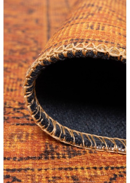 Chelmsford Klasik Turuncu Polyester Dikdörtgen Modern Desenli Pamuk Makinada Yıkanabilir Hav Toz Vermez Leke Tutmayan Kaymaz Taban Dijital Makine Baskı Salon Yolluk Mutfak Halı fırsatları