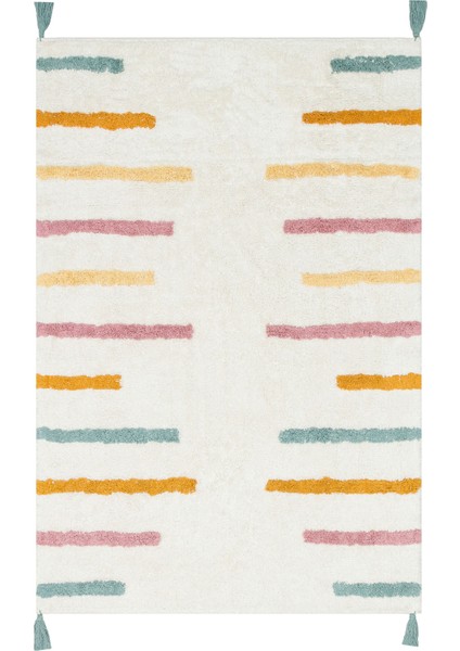 Fuji Sarı Modern Etnik Desenli Pamuk Hav Vermeyen Leke Tutmayan Kolay Temizlenen Yumuşak Makine Salon Yolluk Mutfak Halı