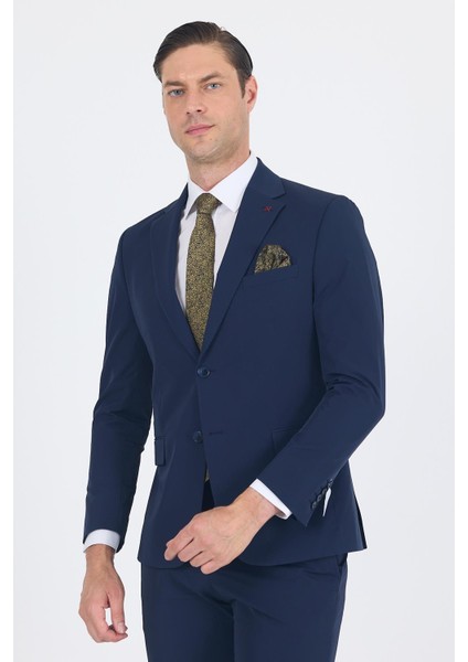 Lacivert Mono Yaka Yarım Astar 6 Drop Slim Fit Beli Lastikli Takım Elbise 1001250121 fiyatları