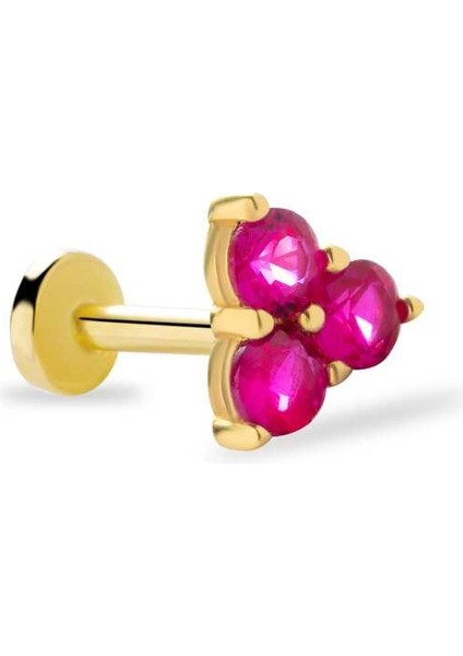 Üçlü Kırmızı Taşlı Tragus Piercing