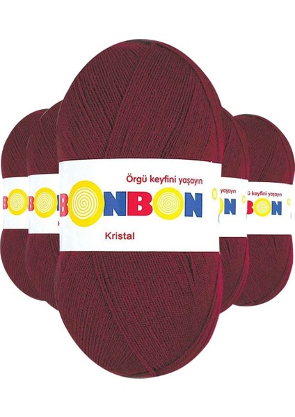 5 Adet Kristal El Örgü Lif Ipi Bordo 98220