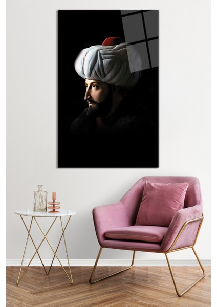 Fatih Sultan Mehmet Portresi Cam Tablo, Darbelere Dayanıklı Kırılmaz Cam, Hediyelik fiyatları