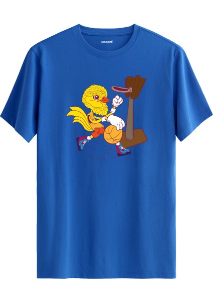 Basketbol Kuş Karakter Baskılı %100 Pamuk Spor Sokak Modası Tişört