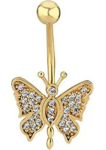 Taşlı Kelebek Göbek Piercing