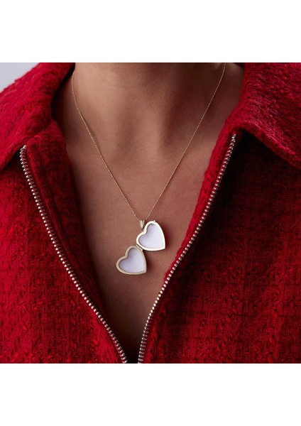 Dalgalı Kalp Kapaklı Kolye modelleri