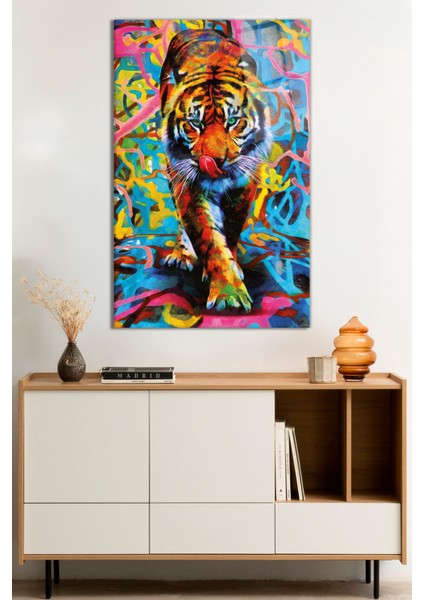 Rengarenk Renkli Kaplan Cam Tablo, Darbelere Dayanıklı Kırılmaz Cam, Hediyelik