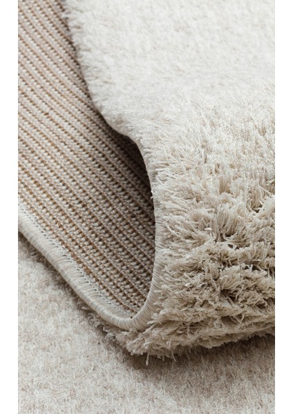 Krem Shaggy Etnik Modern Desenli Pamuk Hav Vermeyen Leke Tutmayan Kolay Temizlenen Yumuşak Makine Salon Yolluk Mutfak Halı