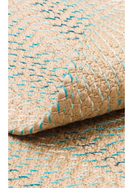 Clarksville Bej Çizgili Etnik Modern Desenli Poliproplen Jüt Halı fırsatları