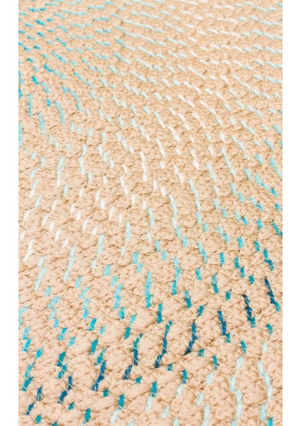 Clarksville Bej Çizgili Etnik Modern Desenli Poliproplen Jüt Halı