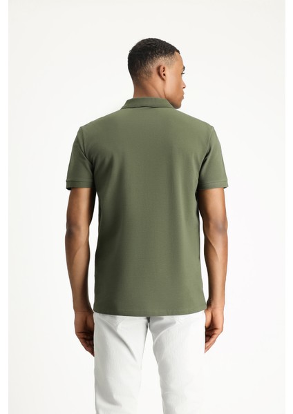 Polo Yaka Slim Fit Dar Kesim Nakışlı Pamuk Tişört fırsatları