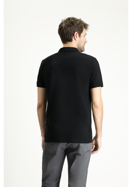 Polo Yaka Slim Fit Dar Kesim Nakışlı Pamuk Tişört fırsatları
