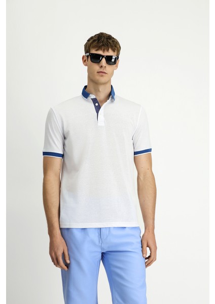 Polo Yaka Regular Fit Desenli Pamuklu Tişört indirimleri