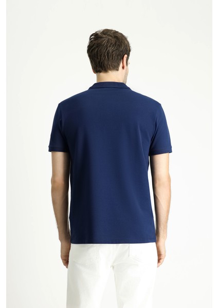 Polo Yaka Slim Fit Dar Kesim Nakışlı Pamuk Tişört fırsatları